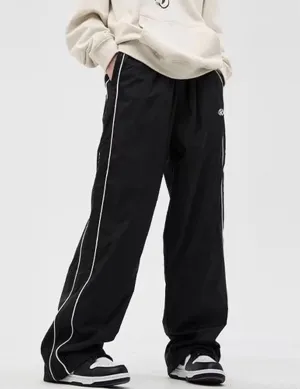 Y2k Track Pants Men Baggy Sweatpants Loose Striped Parachute Pants Wide Leg Hip Hop Streetwear