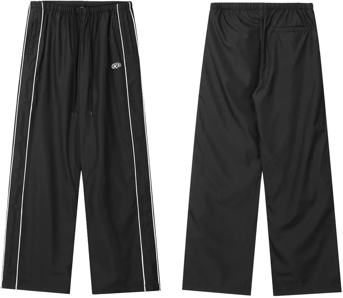 Y2k Track Pants Men Baggy Sweatpants Loose Striped Parachute Pants Wide Leg Hip Hop Streetwear