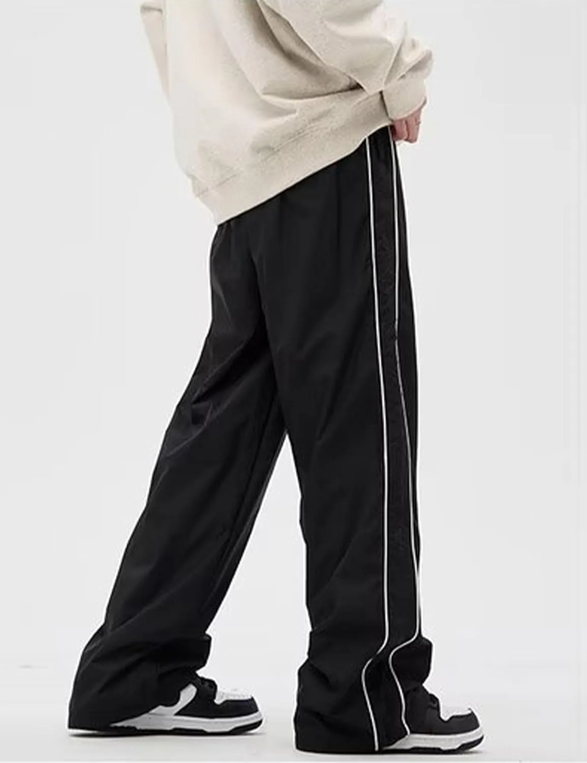 Y2k Track Pants Men Baggy Sweatpants Loose Striped Parachute Pants Wide Leg Hip Hop Streetwear