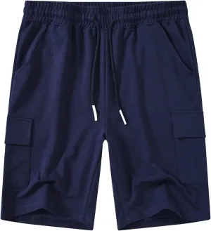 YuKaiChen Men's Casual Cargo Shorts Classic Relaxed Fit Drawstring Elastic Waist with Pockets