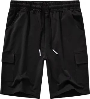 YuKaiChen Men's Casual Cargo Shorts Classic Relaxed Fit Drawstring Elastic Waist with Pockets