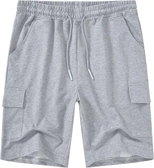 YuKaiChen Men's Casual Cargo Shorts Classic Relaxed Fit Drawstring Elastic Waist with Pockets