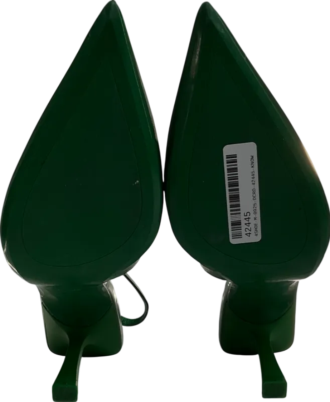 ZARA Green Squared Vamp And Heel Pointed Toe Slingback Heels UK 5 EU 38 