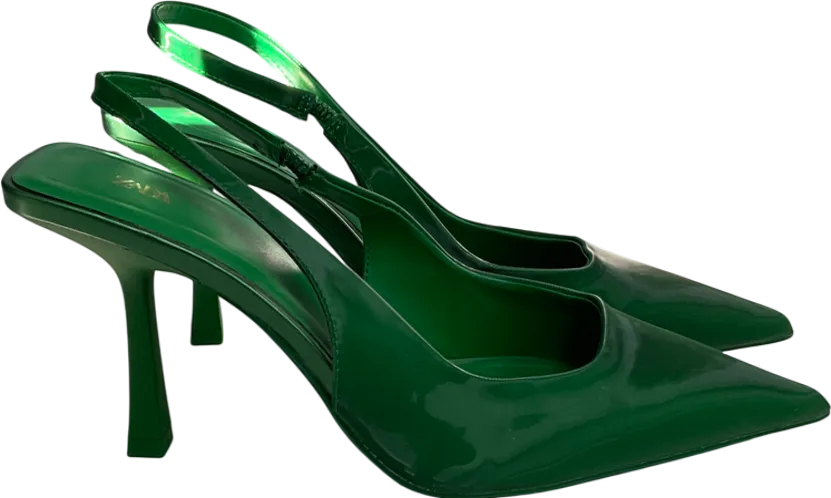ZARA Green Squared Vamp And Heel Pointed Toe Slingback Heels UK 5 EU 38 
