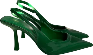 ZARA Green Squared Vamp And Heel Pointed Toe Slingback Heels UK 5 EU 38 