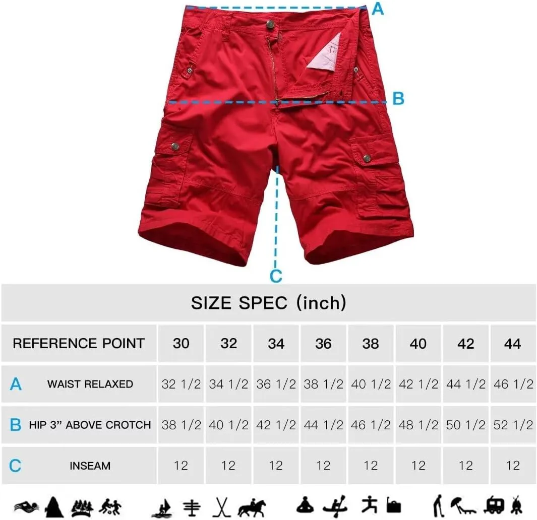 Zusmen Mens Classic Cargo Shorts, Relaxed Fit Multi Pocket Stretch Men Short