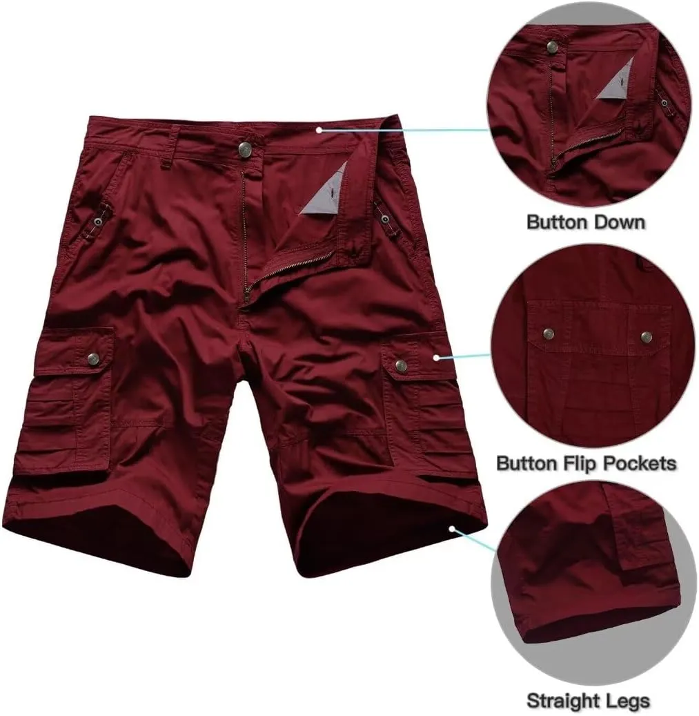 Zusmen Mens Classic Cargo Shorts, Relaxed Fit Multi Pocket Stretch Men Short