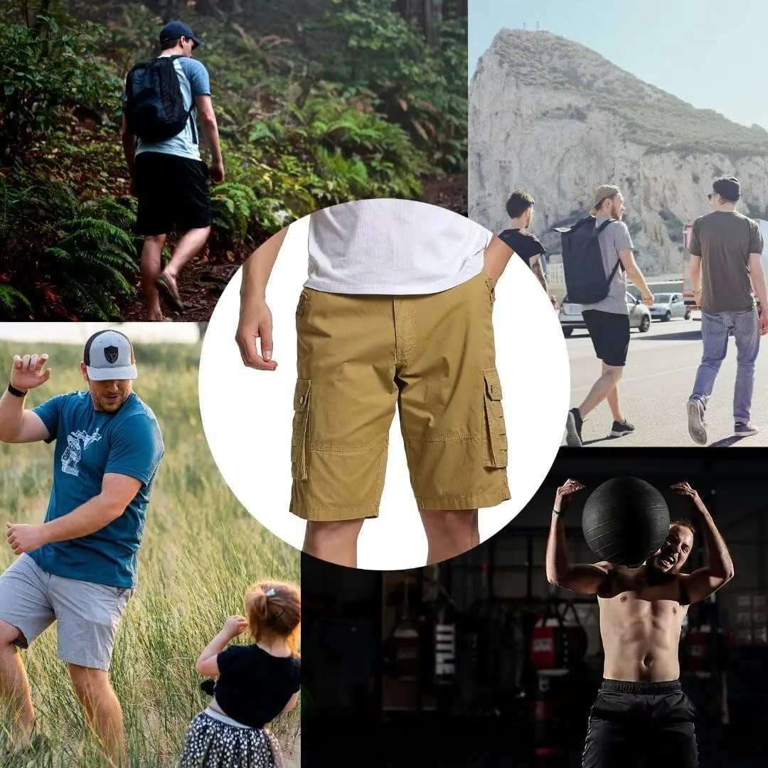 Zusmen Mens Classic Cargo Shorts, Relaxed Fit Multi Pocket Stretch Men Short