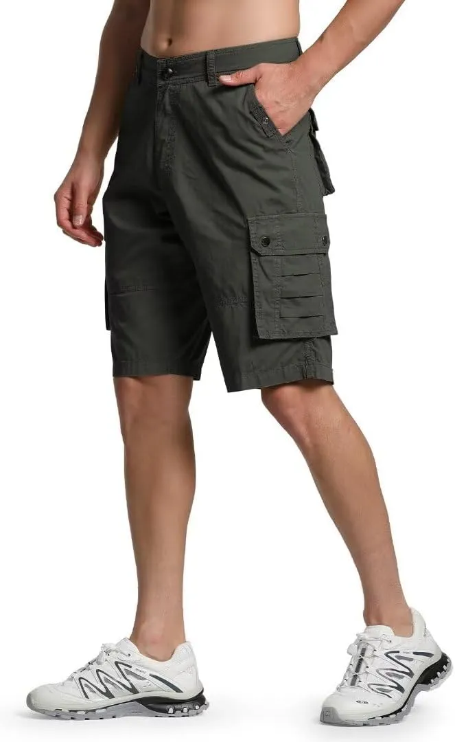 Zusmen Mens Classic Cargo Shorts, Relaxed Fit Multi Pocket Stretch Men Short