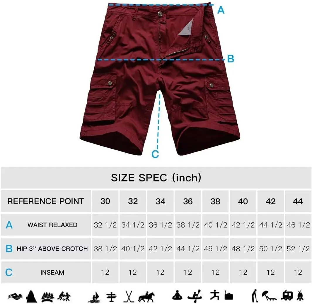 Zusmen Mens Classic Cargo Shorts, Relaxed Fit Multi Pocket Stretch Men Short