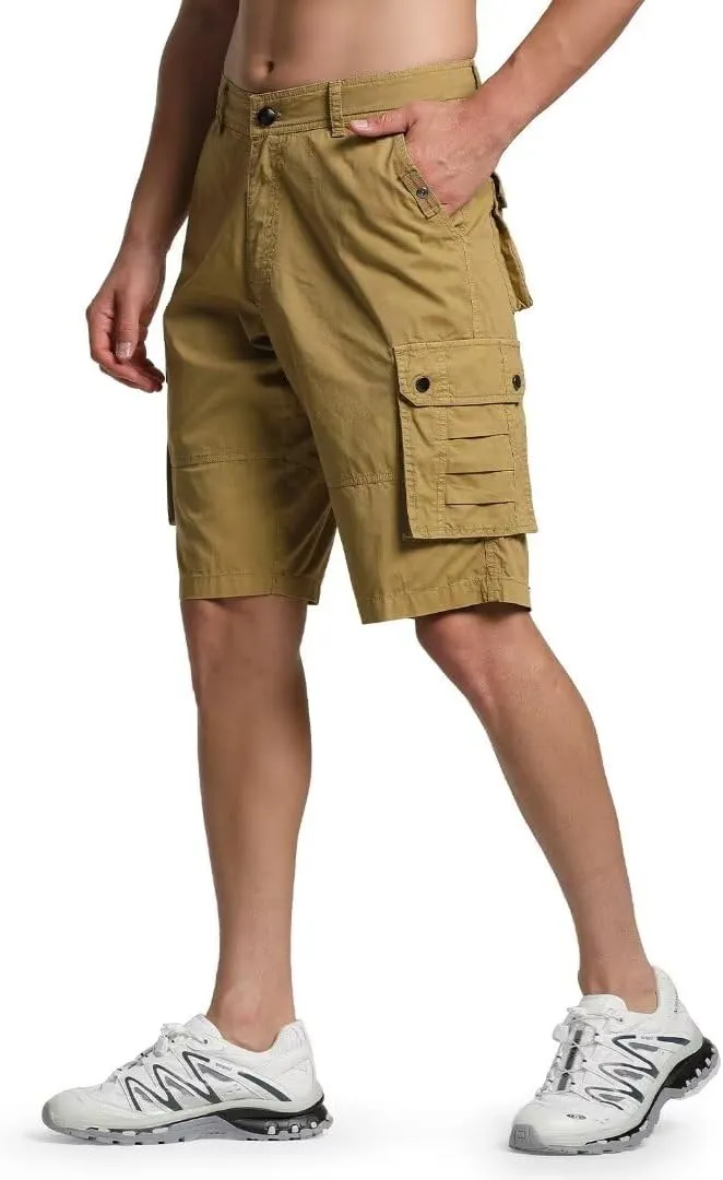 Zusmen Mens Classic Cargo Shorts, Relaxed Fit Multi Pocket Stretch Men Short