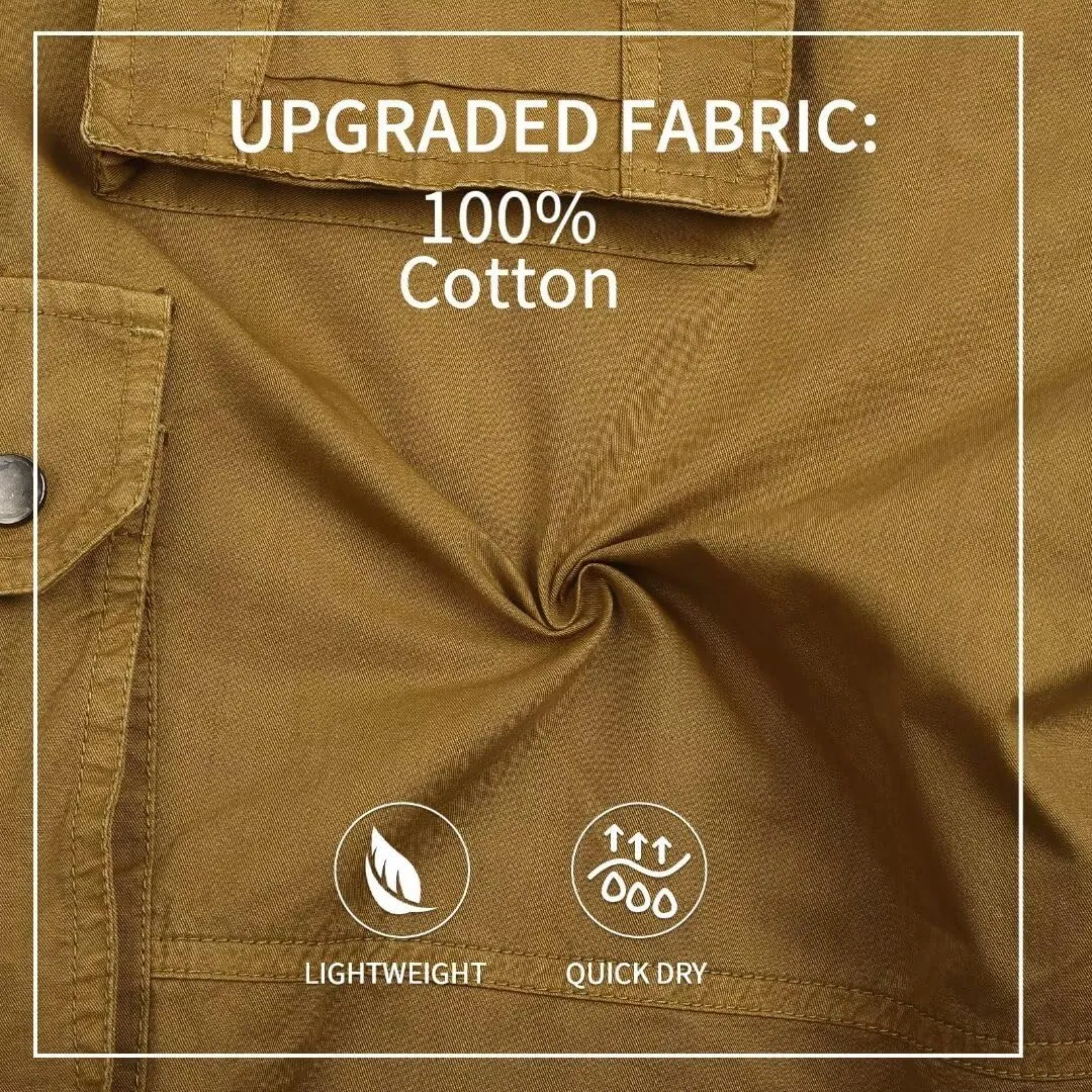 Zusmen Mens Classic Cargo Shorts, Relaxed Fit Multi Pocket Stretch Men Short