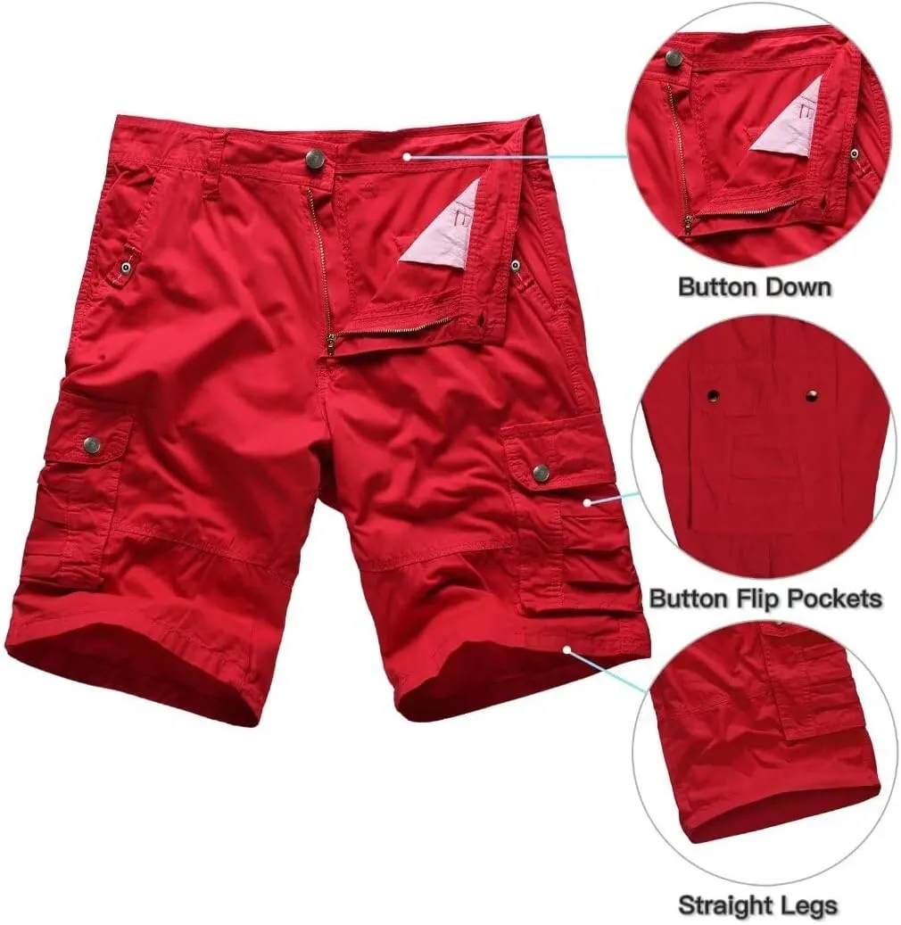 Zusmen Mens Classic Cargo Shorts, Relaxed Fit Multi Pocket Stretch Men Short