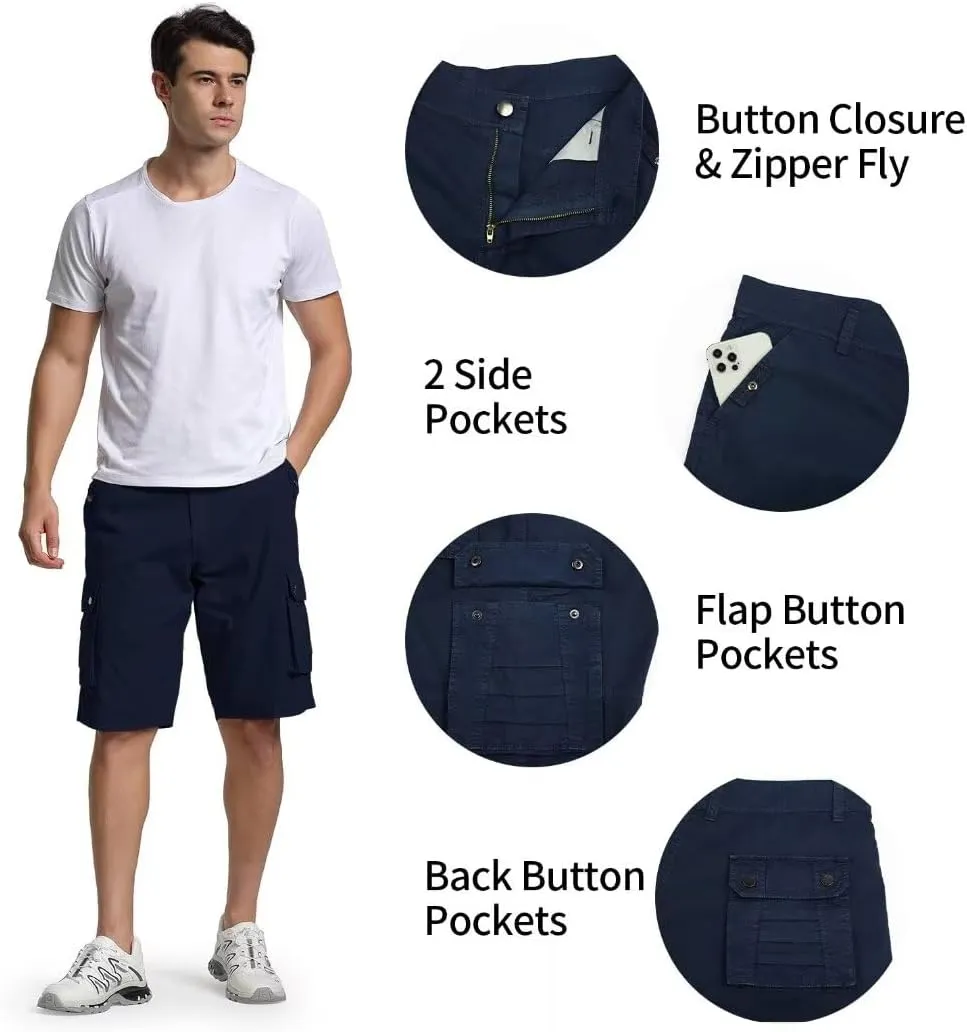Zusmen Mens Classic Cargo Shorts, Relaxed Fit Multi Pocket Stretch Men Short